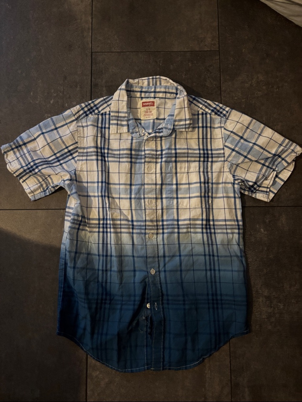 Wrangler Blue Ombre Plaid Short-Sleeve Button-Down Shirt